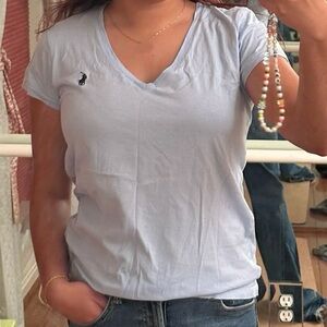Polo Ralph Lauren Light Blue V-Neck Women's Top Small